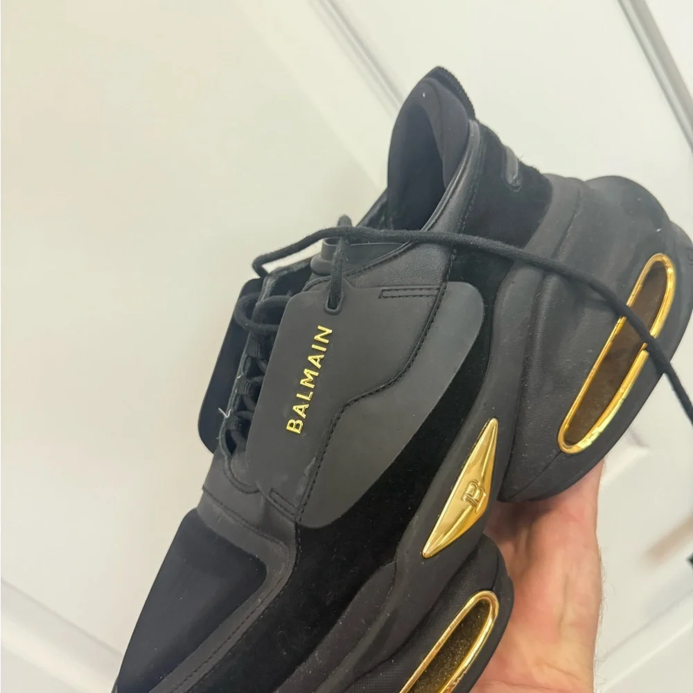 Balmain Black and Gold Chunky Sneakers